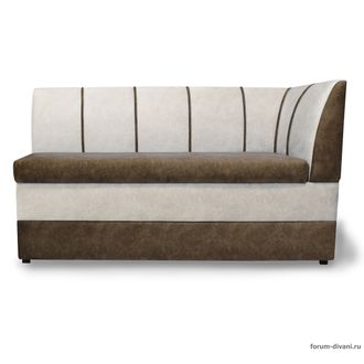 Кухонный ДИВАН "ФОРУМ-8" с боковой спинкой, Коричневый/Слоновая кость Правый