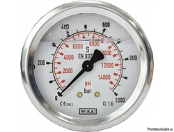 Манометр для АВД, 1000bar, 1/4внеш, нерж.сталь