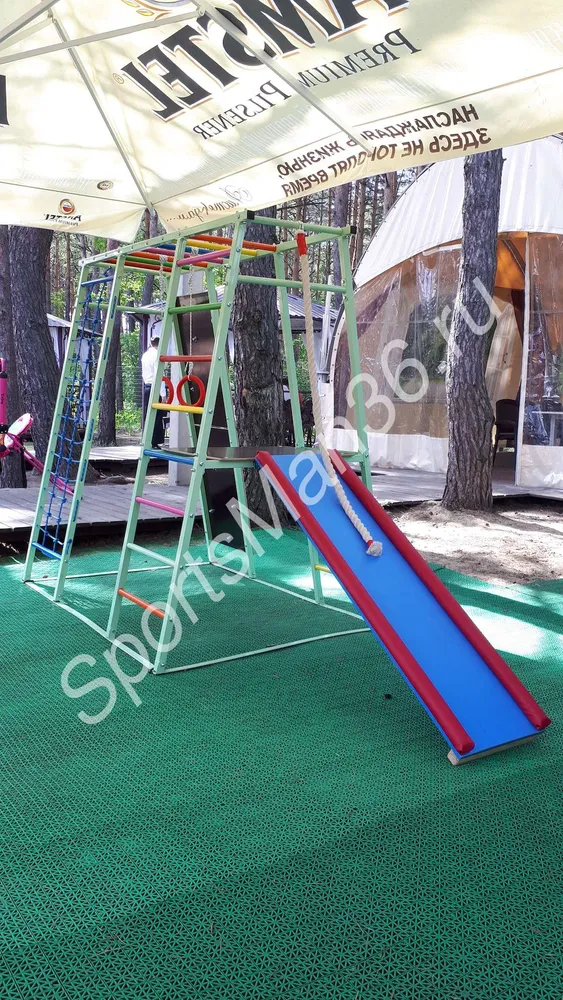 ДСК РАННЕГО РАЗВИТИЯ PLASTEP БОГАТЫРЬ 170 МЕТАЛЛ - цвет фисташковый, перекладины - цветные 