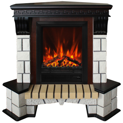 Угловой электрокамин Stone AO с очагом Eugene