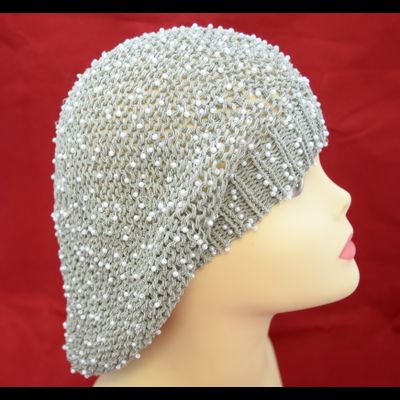 Берет вязаный из бисера Vizio Италия 4611 серый