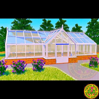 Зимняя английская теплица с холлом АГАТА размером 5500 х 11000 мм