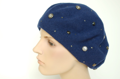 Синий фетровый берет из Италии женский Визио