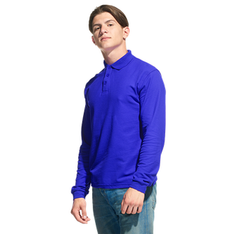 арт. 04S Рубашка-поло  Stan Polo, длинный рукав (синий)