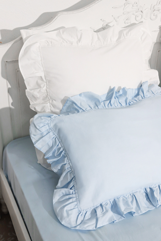 Постельный комплект с оборками "голубой"