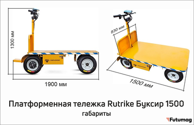 Платформенная тележка электрическая RuTrike ПЛИТА БУКСИР 1500
