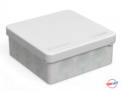 Коробка распределительная серая 100x100x40 для прямого монтажа двухкомпонентная безгалогенная (HF) Промрукав