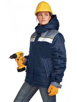 Куртка женская "Эребус" зимняя т-синяя с серым