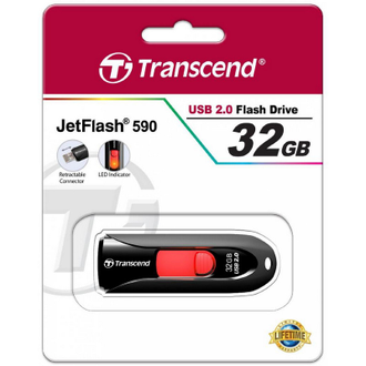 Флеш-память Transcend JetFlash 590, 32Gb, USB 2.0, красный, TS32GJF590K