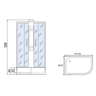 Душевая кабина Мономах Б/К 120/90/44 МЗ R без крыши