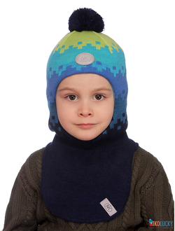 Шапка-шлем  20101-06 темно-синий,ярко-синий,бирюзовый р. 48-50