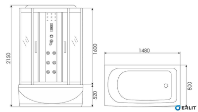 Душевой бокс Erlit ER4515TP-C3 (150х80)