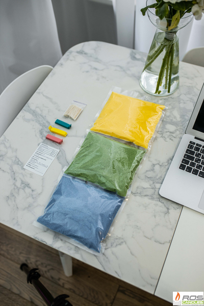 Набор цветных свечей: синие "Синий" - 1кг; зелёные "Зелёный" - 1кг; жёлтые "Жёлтый" - 1кг