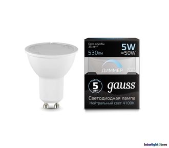 Gauss LED MR16 5w 840 220v Dim GU10