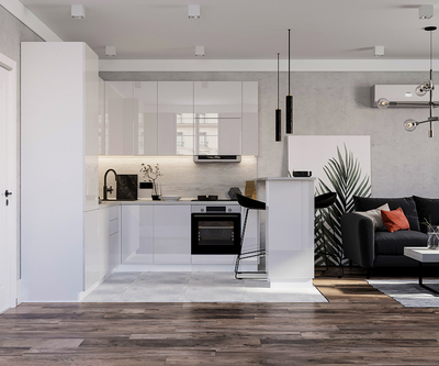 Хелмер кухня модульная с фасадами из ЛДСП разные цвета