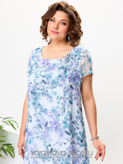 Платье женское А-силуэта в голубом оттенке