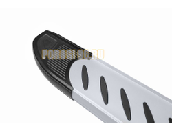 Пороги алюминиевые "Elite Silver" 2000 серебристые Slitkoff для Volkswagen TERAMONT (2018-2025)