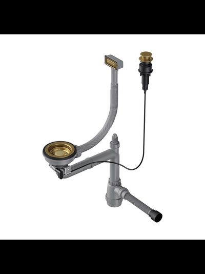 Арматура с клапаном-автоматом для одночашевых моек с прямоугольным переливом и декоративным элементом для корзины WK-1-A AB