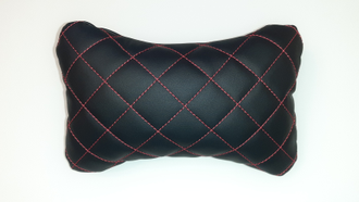 Автомобильная подушка для шеи строчка ромб (красная строчка)