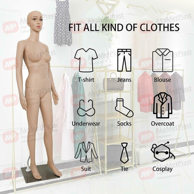 WG1/010 Манекен женский из пластика ростовой 175 см, телесный цвет, на металлической подставке