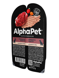 AlphaPet (АльфаПет) Superpremium влажный корм для взрослых собак паштет с говядиной, 100 г
