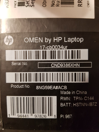 HP OMEN 17-CB0034UR ( 17.3 FHD IPS 144HZ I7-9750H RTX2070(8GB) 16GB 1TB + 512SSD )