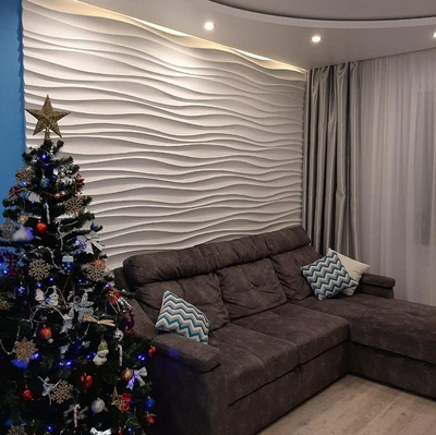 Гипсовая 3D панель "Волна двойная острая"