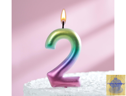 Свеча для торта цифра  "Акварель", цифра 2, 9 см