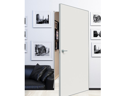 Дверь без наличников 701 белая с алюминиевой кромкой