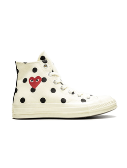 Converse Play Comme Des Garcons с сердечком белые высокие в горошек 157251C