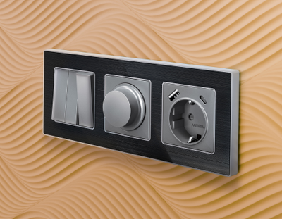 Рамки Черное стекло шлифованное/Сталь, коллекция ARCTIC_1