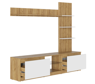 Бостон стенка НМ-001 МДФ Дуб крафт золотой/МДФ Глянец белый