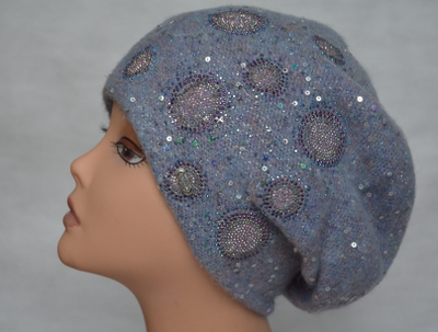 Берет с украшениями и пайетками Vizio Италия 6128 лиловый