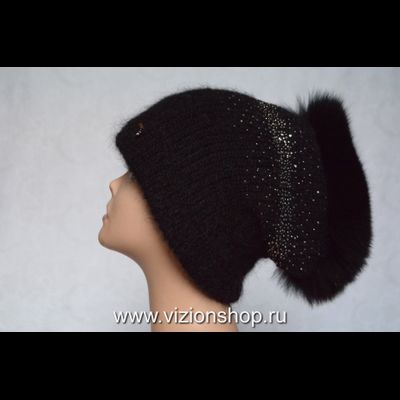 Дизайнерский головной убор женский вязаный Vizio Италия 6470 TP черный