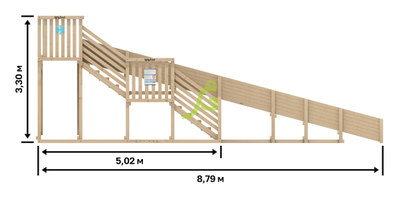 Зимняя горка Snow Fox, скат 8 м, без окраски фото
