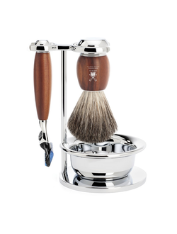 Бритвенный набор Muehle Vivo, слива, натуральный барсучий ворс, бритва Fusion, чаша
