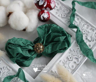 Шебби-лента Изумрудная от производителя "Страна лент"
