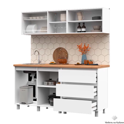 Хелен кухонный гарнитур 1,7м Белый/Белый