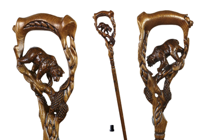 Резная подарочная трость с медведем