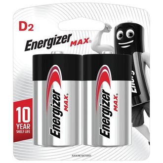 Батарейки ENERGIZER Max, D (LR20, 13А), алкалиновые, КОМПЛЕКТ 2 шт., в блистере, E301533400