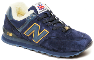 New Balance 574 Blue Yellow с мехом