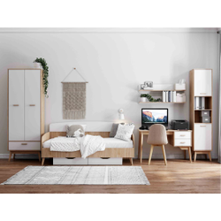 Калгари молодежная комната Стеллаж 450х450х2200 Дуб натуральный светлый / Белый матовый