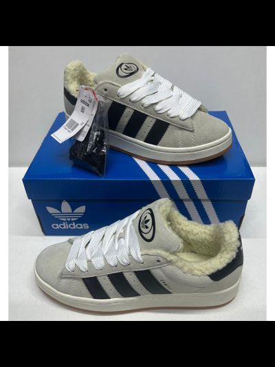 Adidas Campus 00s Crystal White Core Black с мехом