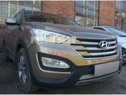 Защита радиатора Hyundai Santa Fe 2012-2015 chrome