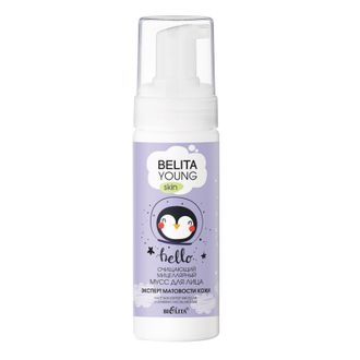 БЕЛИТА BELITA YOUNG SKIN Очищающий мицеллярный мусс для лица эксперт матовости кожи 175мл