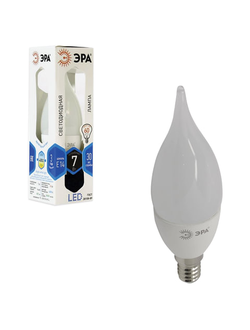 Лампа светодиодная ЭРА, 7 (60) Вт, цоколь E14, "свеча на ветру", холодный белый свет, 30000 ч., LED smdBXS-7w-840-E14