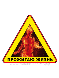 Наклейка на авто - "Прожигаю жизнь". Прикольная наклейка "Жгучая штучка". Для женщин, дам и тёток.