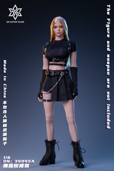 Женский стильный черный костюм с юбкой- 1/6 Female fashion street wear (3S0045) - 3STOYS