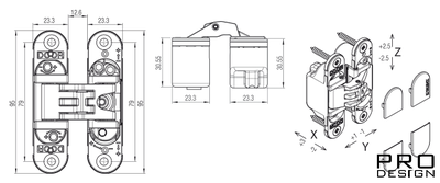 Kubica 6200 DXSX, BS петля скрытая универсальная