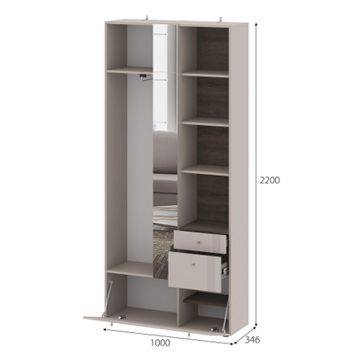 Одетта Вешалка с зеркалом (ВШ1) Дуб Эндгрей/Меланж